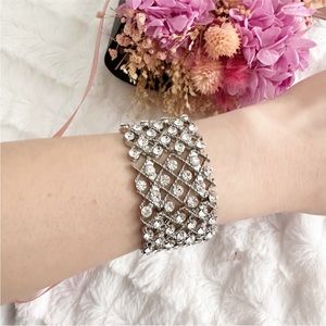 Silver Rhinestone Cuff Bracelet